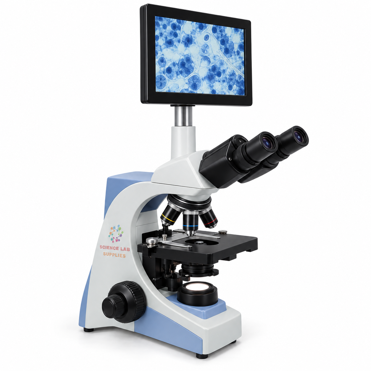 Digital Microscope with Binocular Head and LCD Screen, 30 Degrees